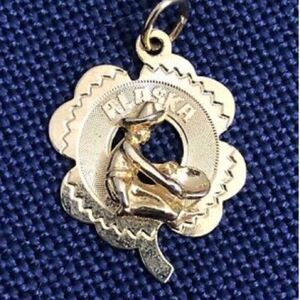 MCM 12k Gold Filled Lucky Alaska Miner Charm Tag Pendent
